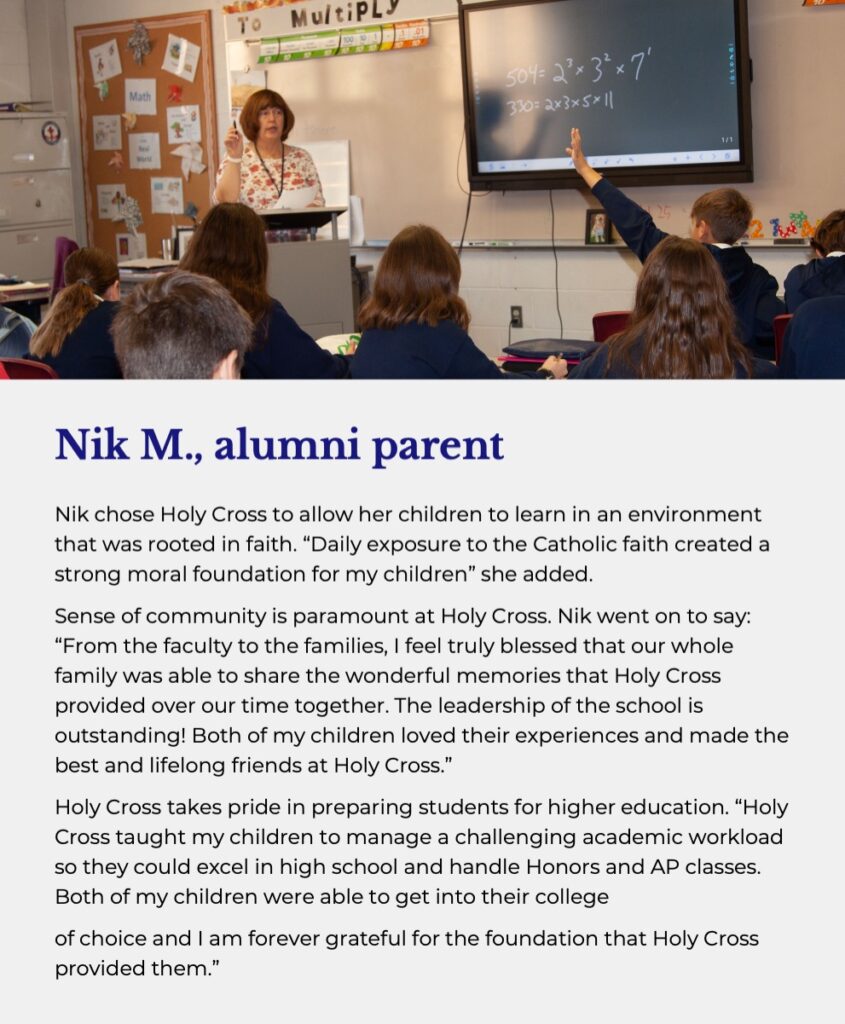 Student Stories - Holy Cross Regional Catholic School