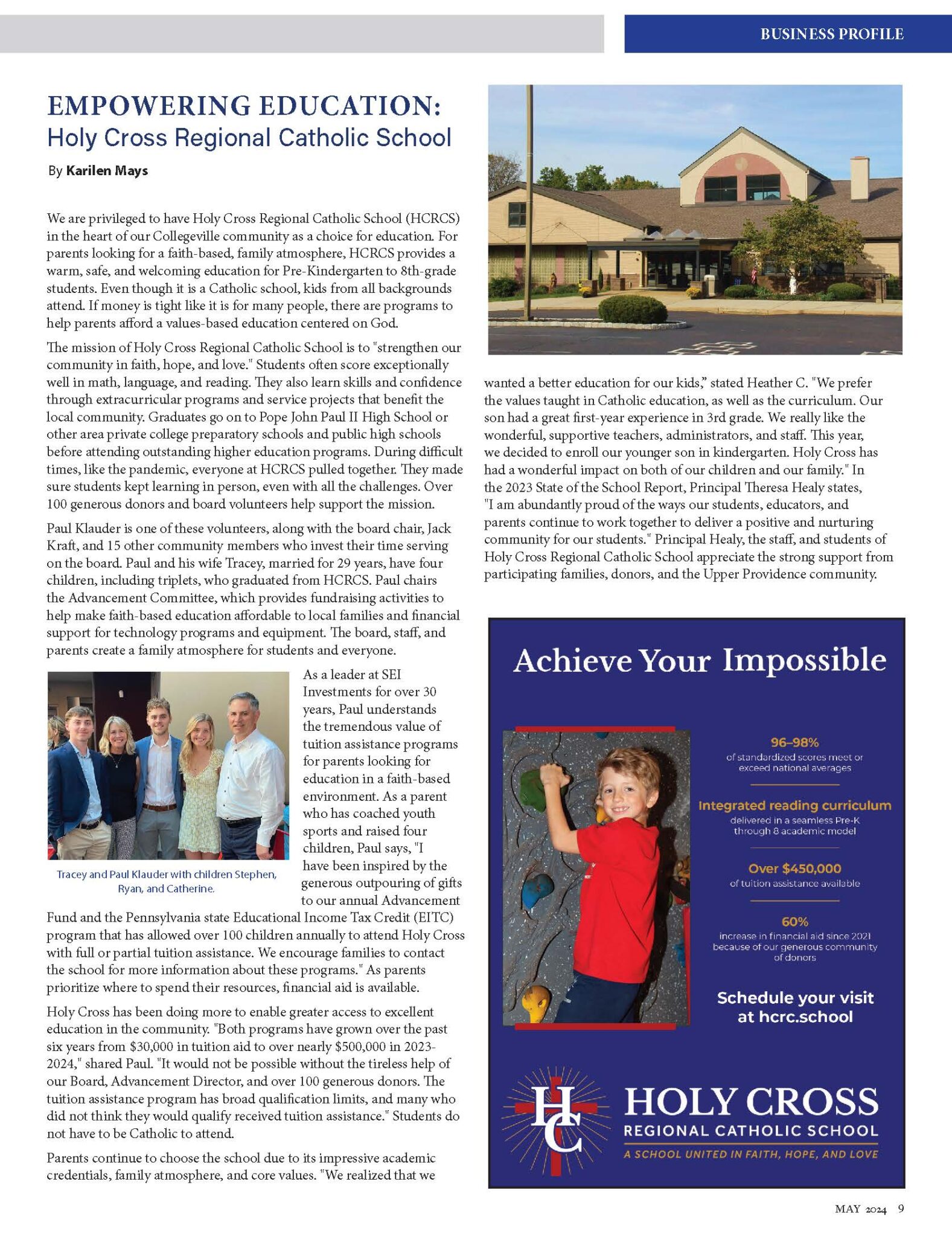 Support Us - Holy Cross Regional Catholic School